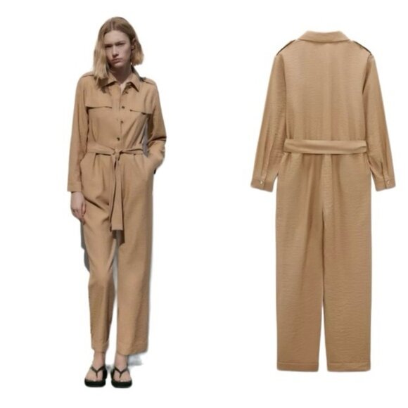 Zara inimalist tilitarian amel olour umpsuit - Picture 2 of 16